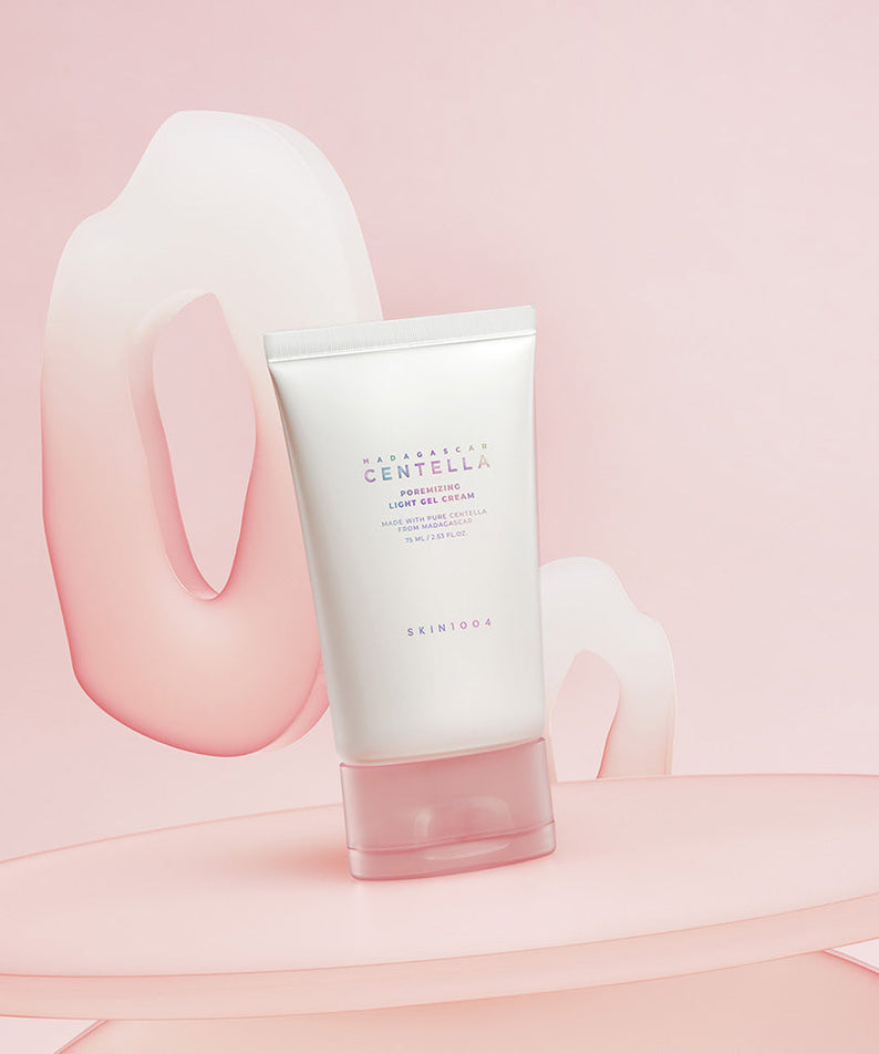 SKIN1004 Madagascar Centella Poremizing Light Gel Cream 75ml tube on pink background
