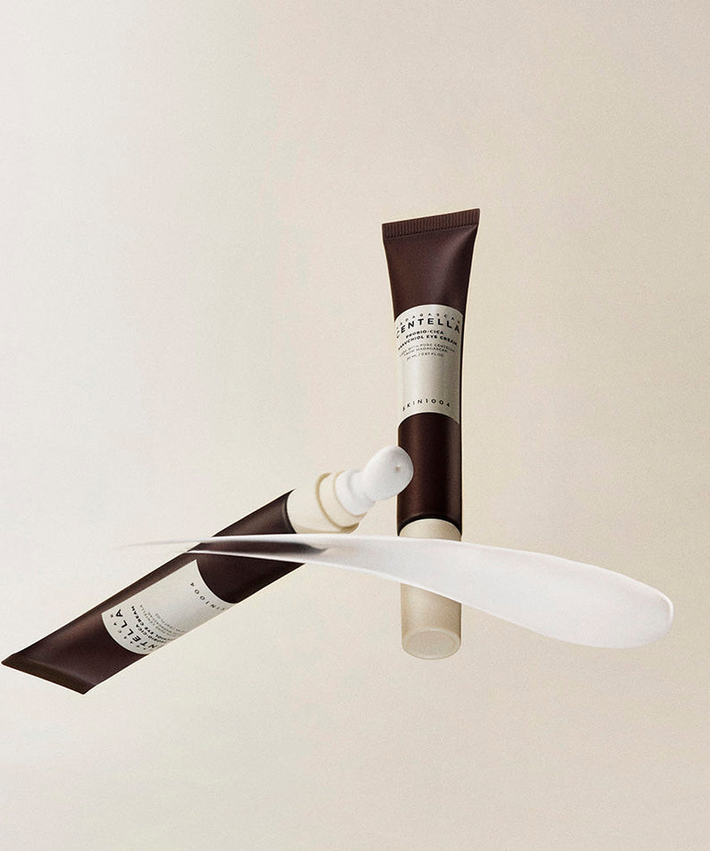 SKIN1004 Madagascar Centella Probio-cica Bakuchiol Eye Cream 20ml with applicator displayed on beige background