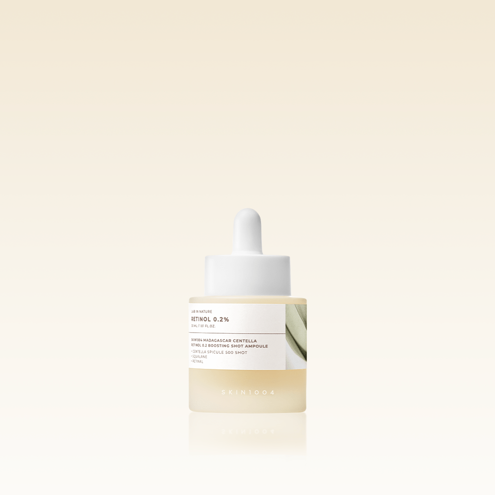 SKIN1004 Madagascar Centella Retinol 0.2 Boosting Shot Ampoule 30ml bottle on a neutral background.