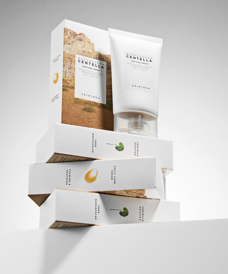 SKIN1004 Madagascar Centella Soothing Cream 75ml on display in minimalist setting