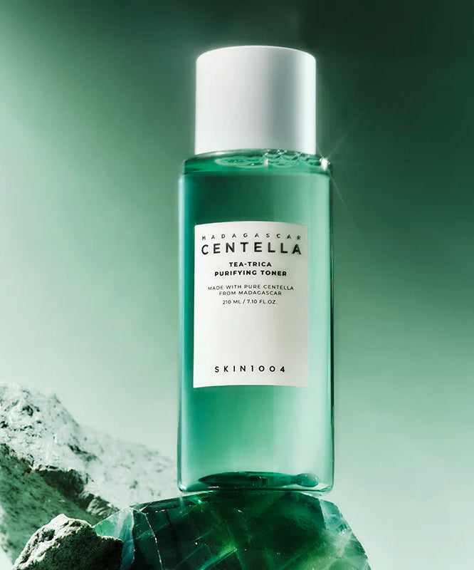 SKIN1004 Madagascar Centella Tea-trica Purifying Toner 210ml bottle on green background