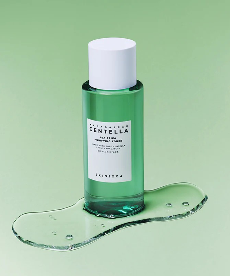 SKIN1004 Madagascar Centella Tea-trica Purifying Toner 210ml bottle on green background