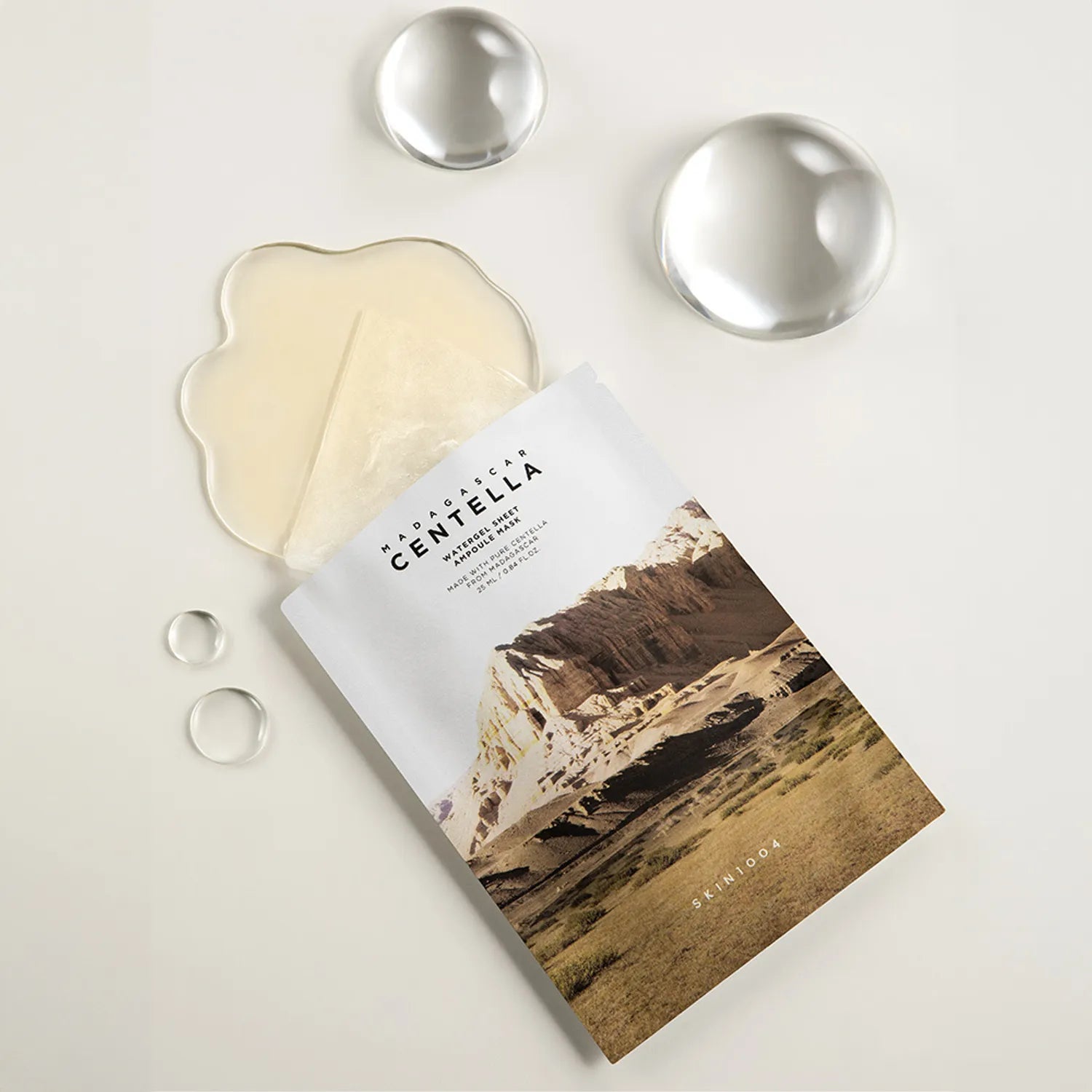 SKIN1004 Madagascar Centella Water Gel Sheet Ampoule Mask 25ml [5 sheets] with packaging and mask displayed on a white surface
