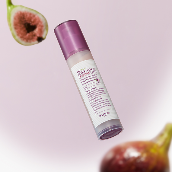 SKINFOOD Fig Vegan Collagen Ampoule 50ml bottle with figs in the background