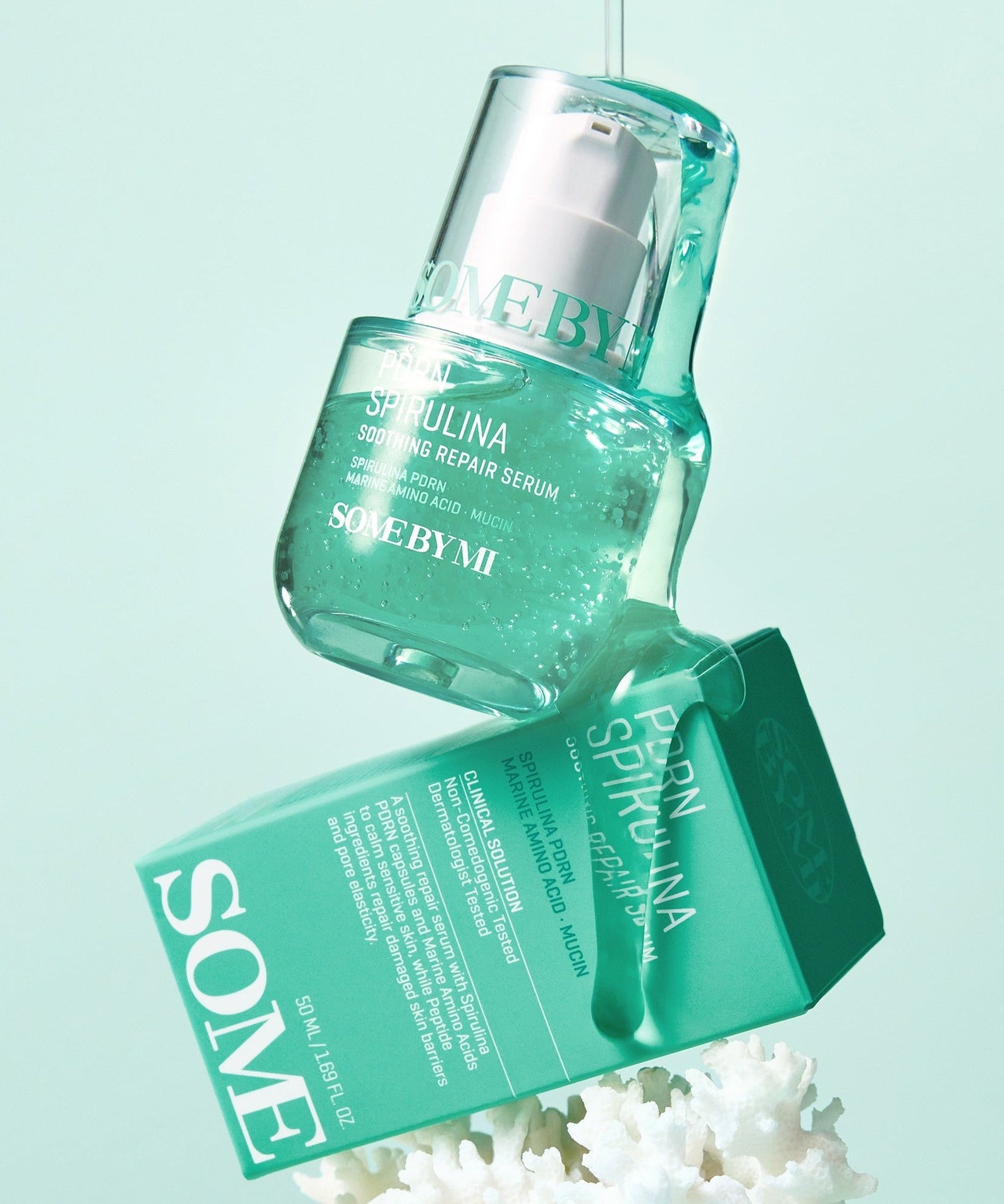 SOME BY MI PDRN Spirulina Soothing Repair Serum 50ml bottle with packaging