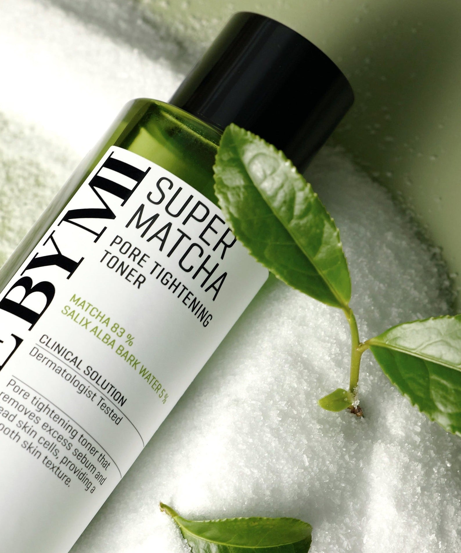 SOME BY MI Super Matcha Pore Tightening Toner 150ml bottle with green leaves for pore care and skin tightening benefits.