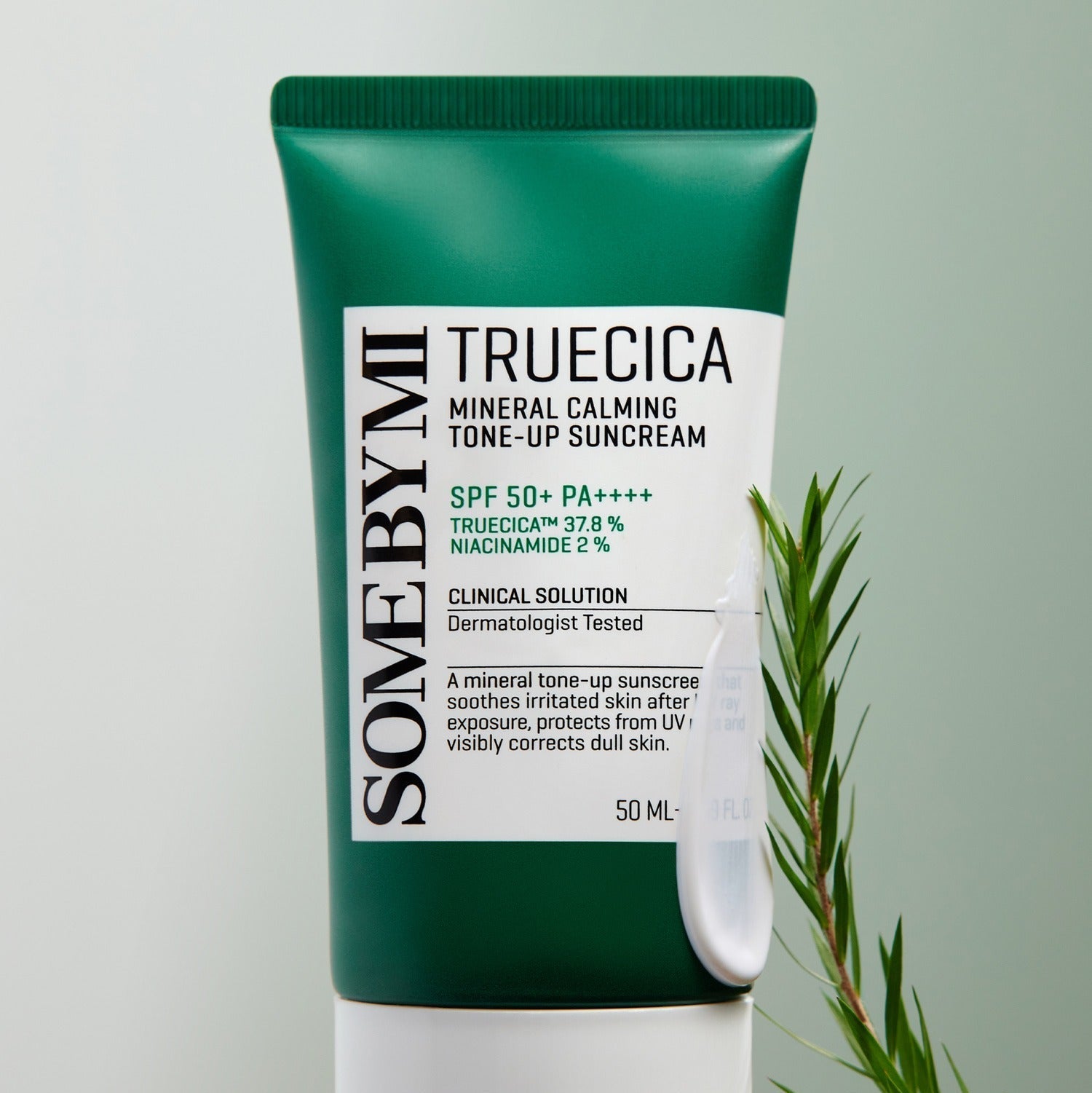 SOME BY MI Truecica Weaponless Calming Tone Up Sun Cream 50ml with SPF 50+ for sensitive skin protection and tone enhancement