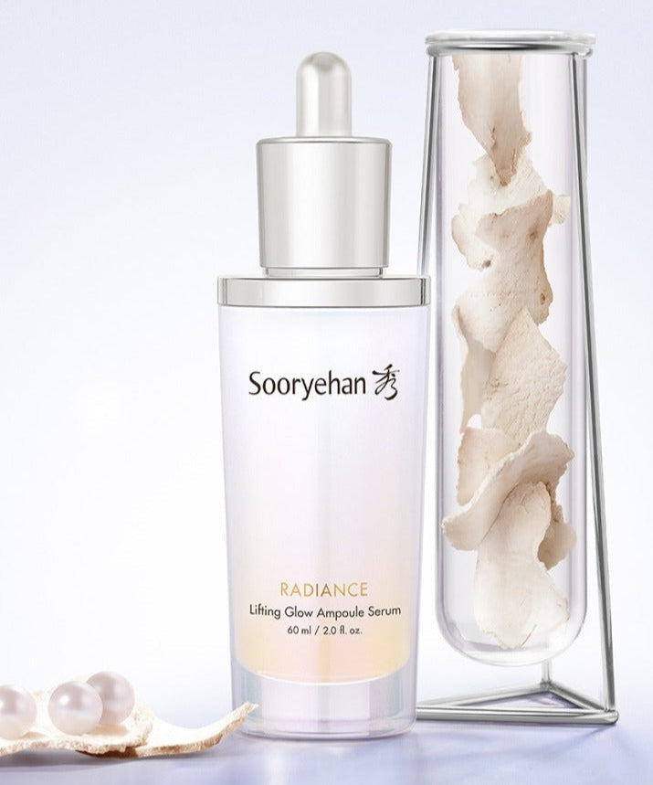SOORYEHAN Radiance Elasticity Glow Ampoule 60ml product with ingredients and packaging displayed
