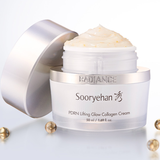 SOORYEHAN Radiance PDRN lasticity Cream 50ml, luxurious skincare product in a sleek silver jar, designed to enhance skin radiance.
