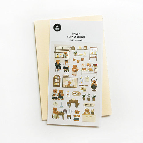 SUATELIER Ggumi Cafe Stickers featuring cute cafe-themed designs, ideal for planners and scrapbooking.