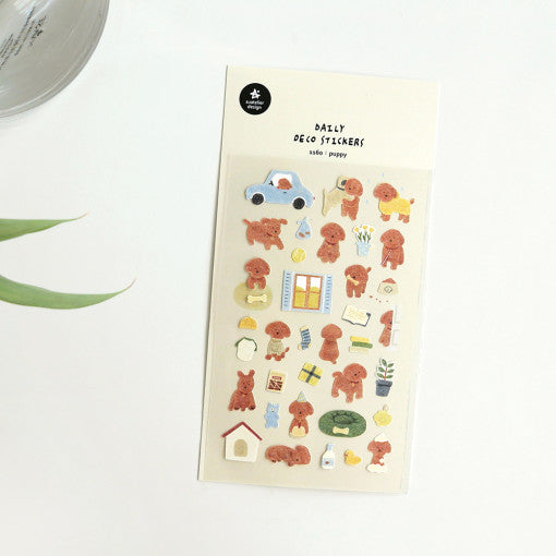 SUATELIER Puppy Stickers sheet with cute dog illustrations, ideal for decoration.