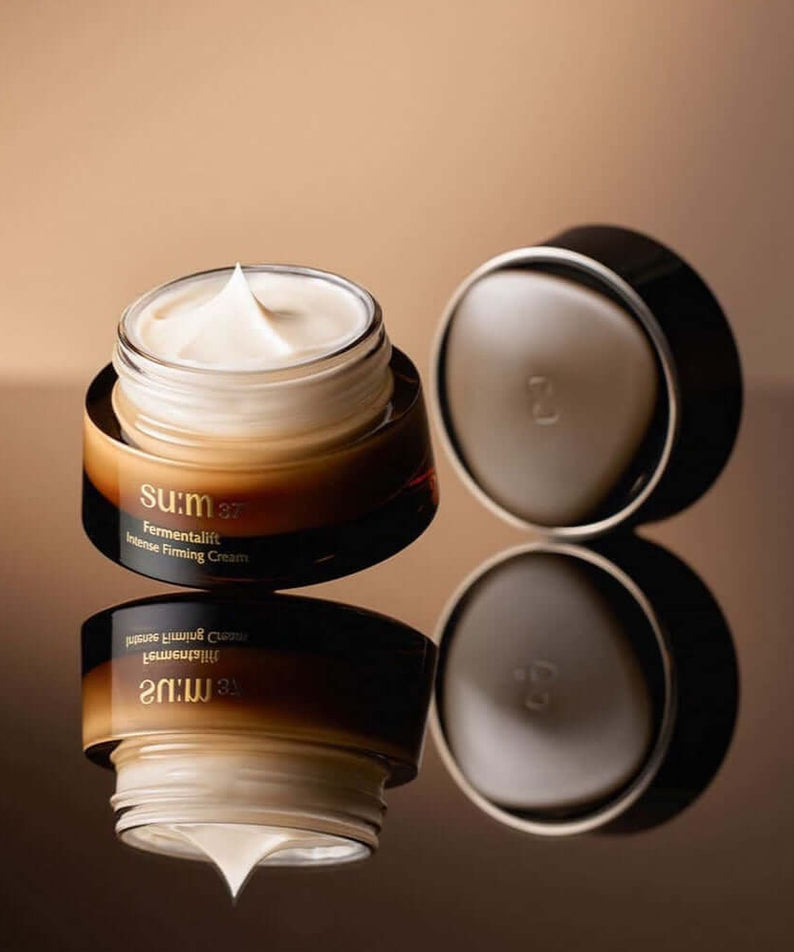 SU:M37 Fermentalift Intense Firming Cream 50ml jar with lid in elegant setting