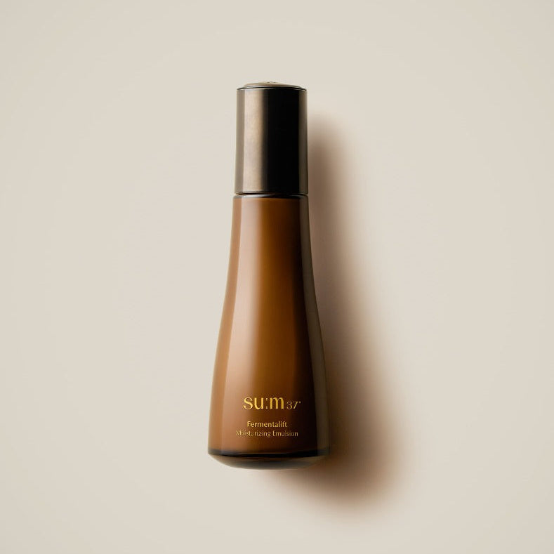 SU:M37 Fermentalift moisturizing emulsion 130ml bottle on a neutral background