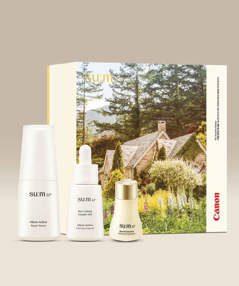 SU:M37 Microactive MyComingRoutine Planning skincare set with nature-themed packaging
