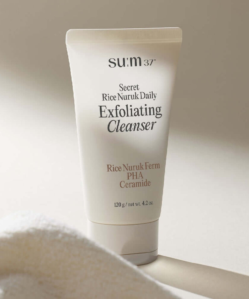 SU:M37 Secret Rice Nuruk Peeling to Foam Cleanser 120g displayed on a neutral background.