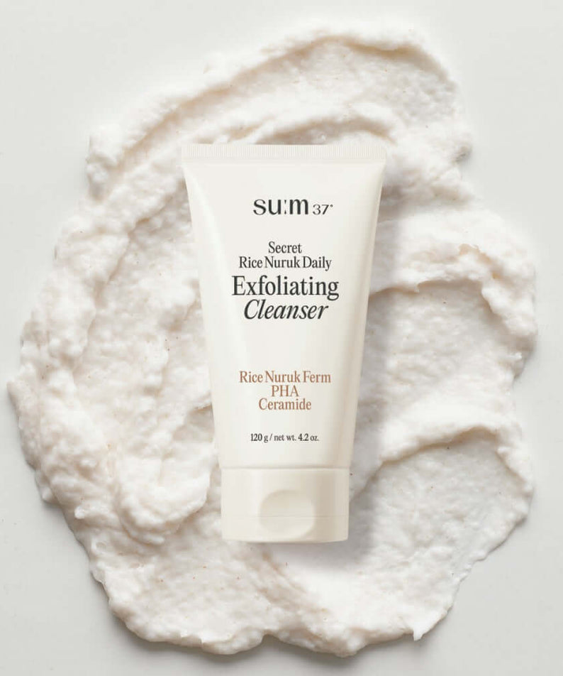 SU:M37 Secret Rice Nuruk Peeling to Foam Cleanser 120g product image on white textured background