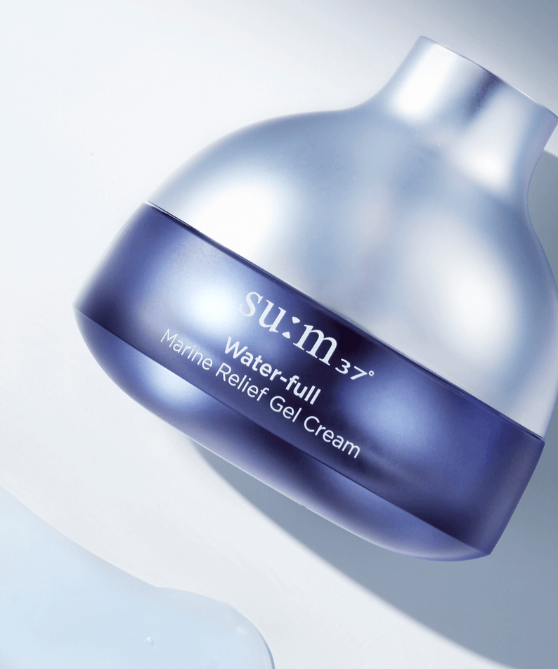 SU:M37 Water-full Marine Relief Gel Cream 50ml jar on a light background