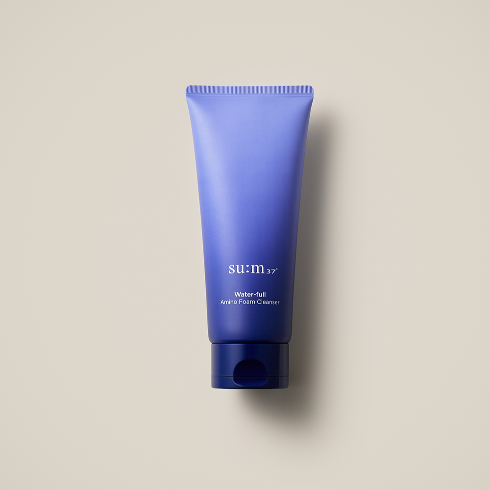 SU:M37 Water-full amino foam cleanser 200ml product image with blue packaging.