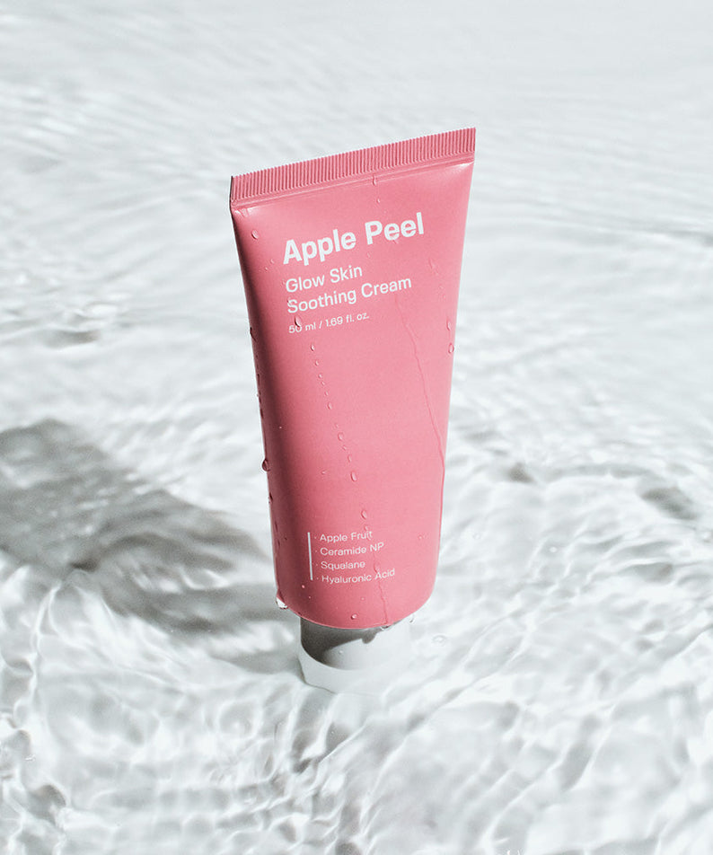 SUNGBOON EDITOR Apple Peel Glow Skin Soothing Cream 50ml tube standing on textured surface