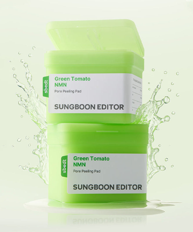 SUNGBOON EDITOR Green Tomato NMN Pore Peeling Jumbo Pad 60 Pads image featuring green containers with product label