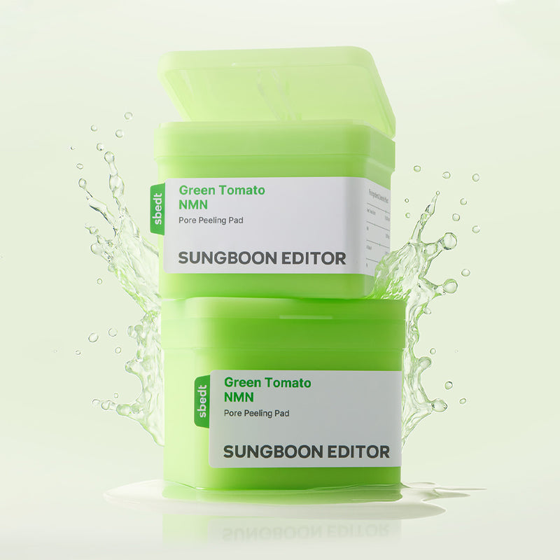 SUNGBOON EDITOR Green Tomato NMN Pore Peeling Jumbo Pad 60 Pads image featuring green containers with product label
