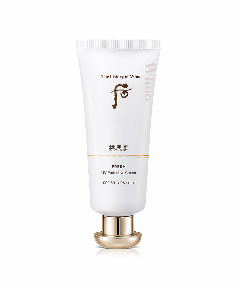 THE WHOO Gong Jun Hyang Fresh Sun Cream SPF50+PA++++ 60ml in white tube packaging