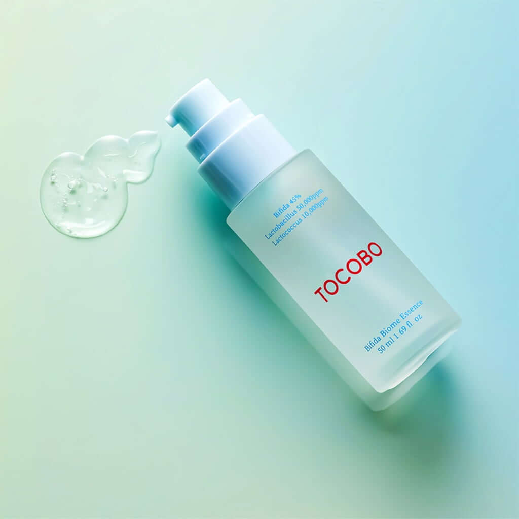 TOCOBO Bifida Biome Eessence bottle with gel texture on light background