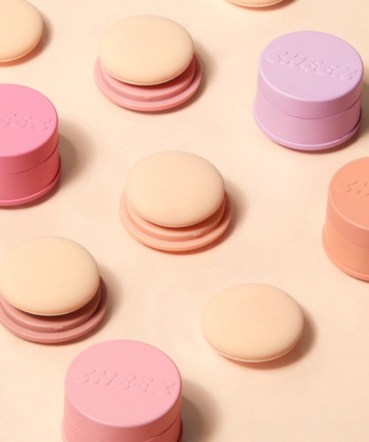 TONY MOLY Cheektone Jelly Blusher in various pastel packaging with soft applicator pads displayed on light background
