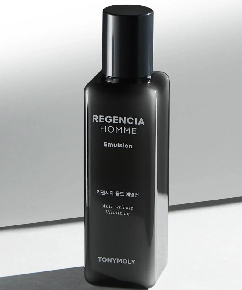 TONYMOLY Regencia Homme Emulsion 150ml - Gentleman Korea men’s anti-wrinkle vitalizing emulsion for sensitive skin, sleek black bottle