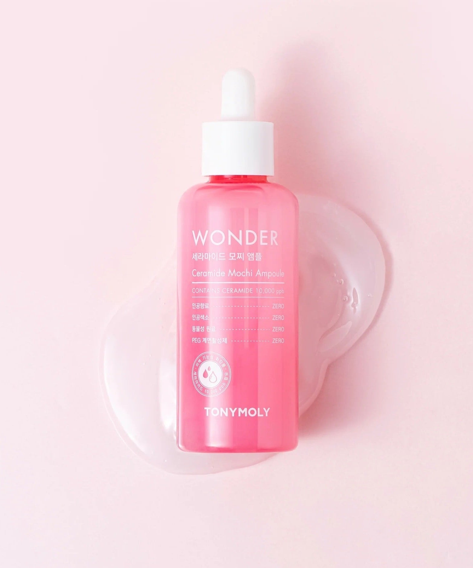 TONYMOLY Wonder Ceramide Mochi Ampoule 100ml product image on a pink background