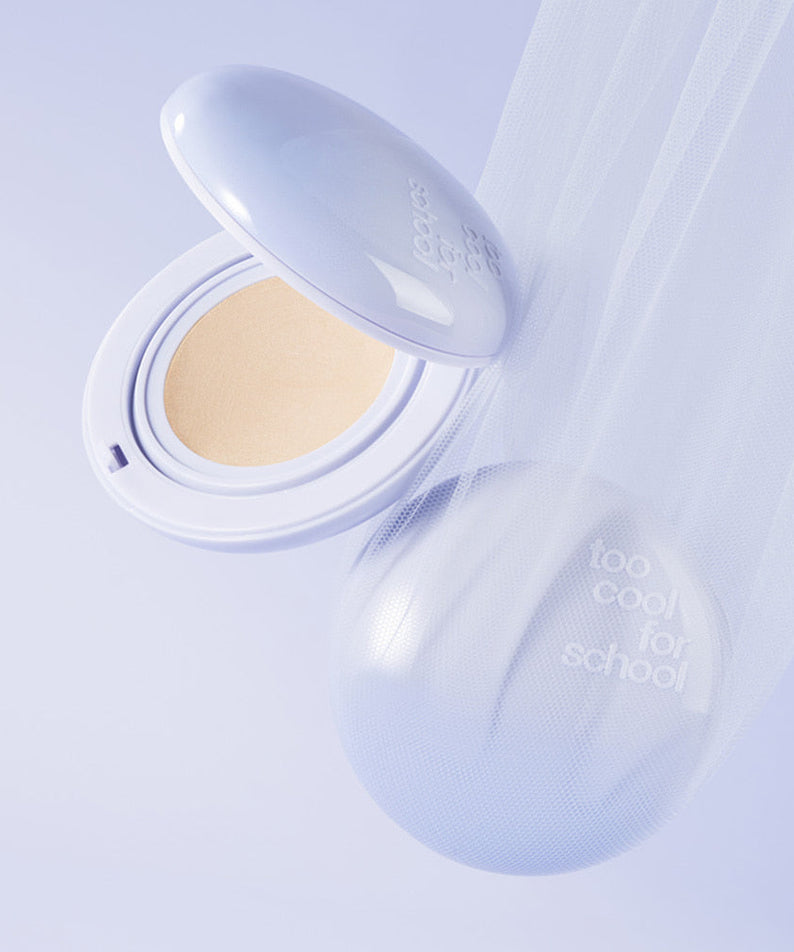 TOO COOL FOR SCHOOL Air Fit Cushion [Main Product + Refill] (+Mesh Pouch) in elegant packaging with net pouch