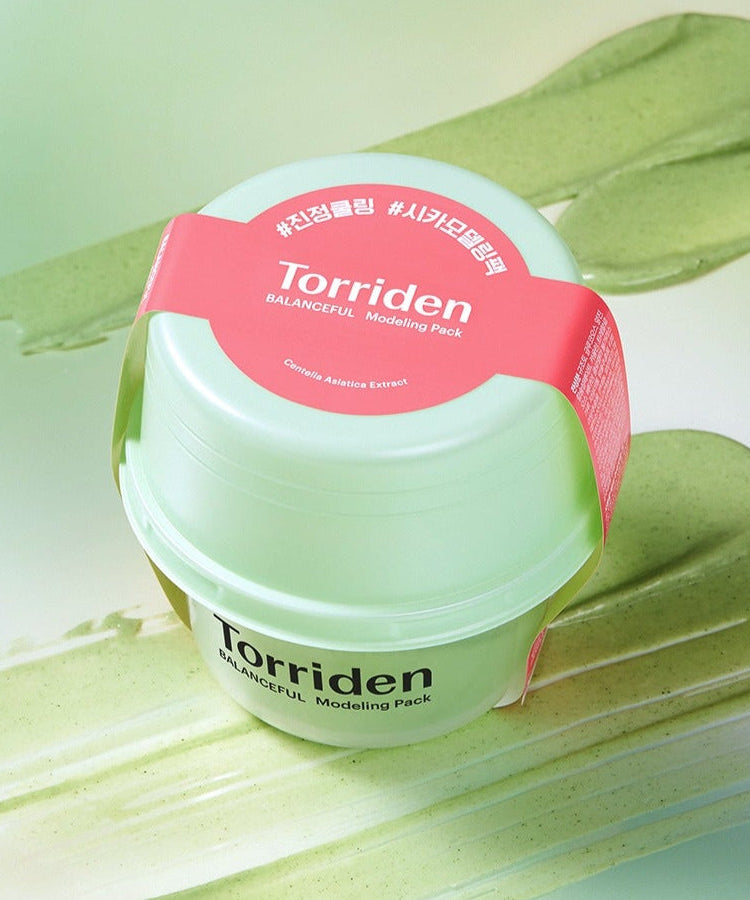 TORRIDEN Balanceful Cica Modeling Pack 30g on green textured background