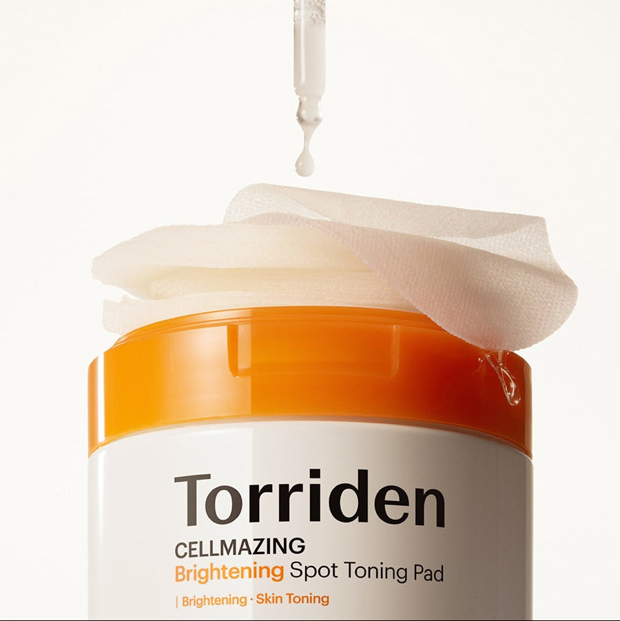 TORRIDEN Cellmizing Vita C brightening Trace Toning Pads 70 sheets product image with open lid and dropper