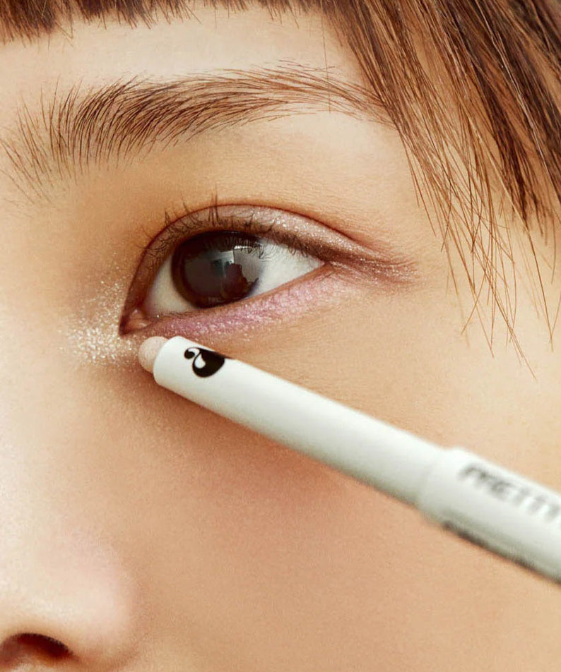 Close-up of eye makeup application with UNLEASHIA Pretty Easy Glitter Stick