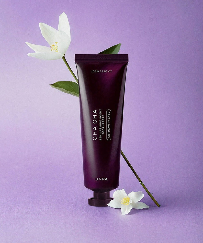 UNPA Cha CHa Zen Jasmine Scent 1450 High Fluoride Toothpaste 100g with floral design