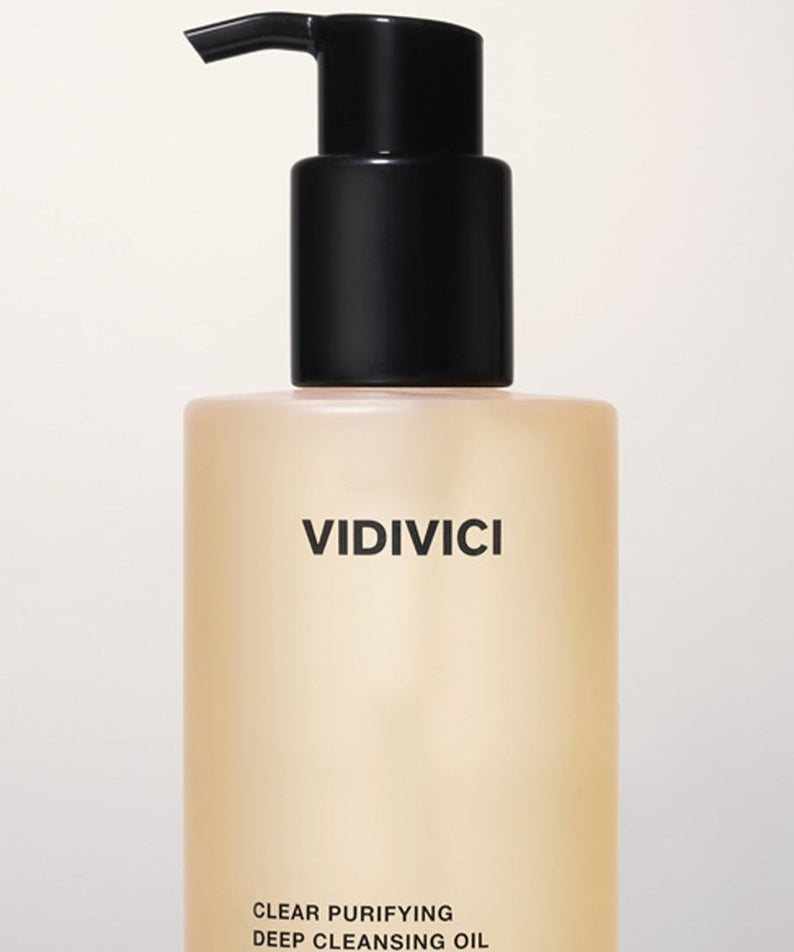 Image of VIDIVICI Clear Pureifying Deep Cleansing Oil 300ml bottle with black pump cap.