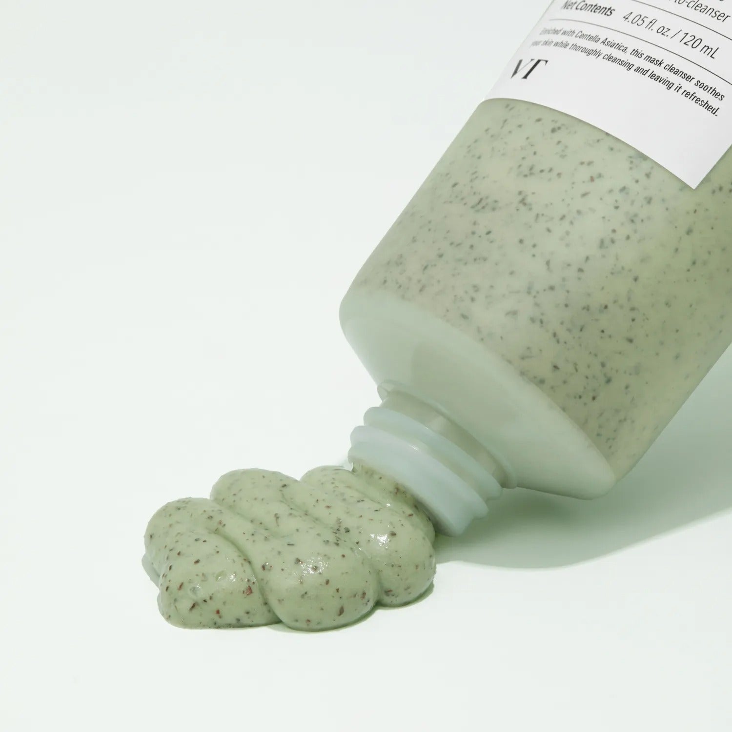 VT COSMETIC Cica Mask Cleanser 120ml squeezing out of bottle showing texture.