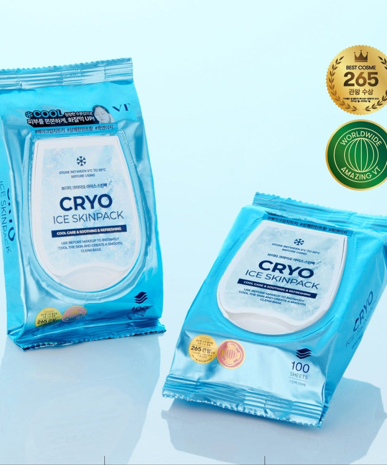 VT COSMETIC Cryo Ice Skin Pack 210g packaging with awards displayed