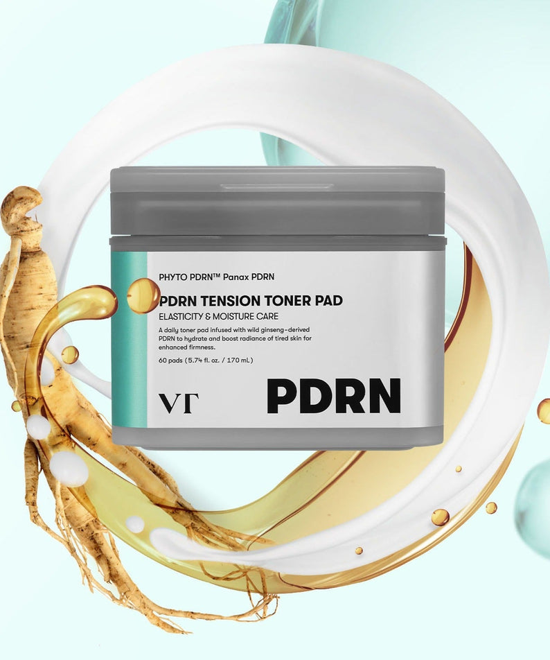 VT COSMETIC PDRN Tension Toner Pads 60 Sheets with blend of natural ingredients, 60 pads for skincare routine