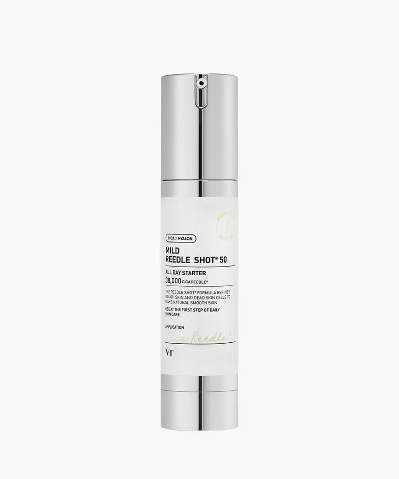 VT COSMETICS Mild Reedle ShotÂ® 50 - 50ml skincare product bottle on white background.