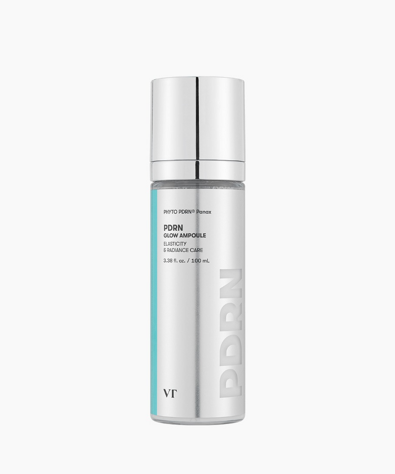 VT COSMETICS PDRN Glow Ampoule 100ml product bottle on a white background.