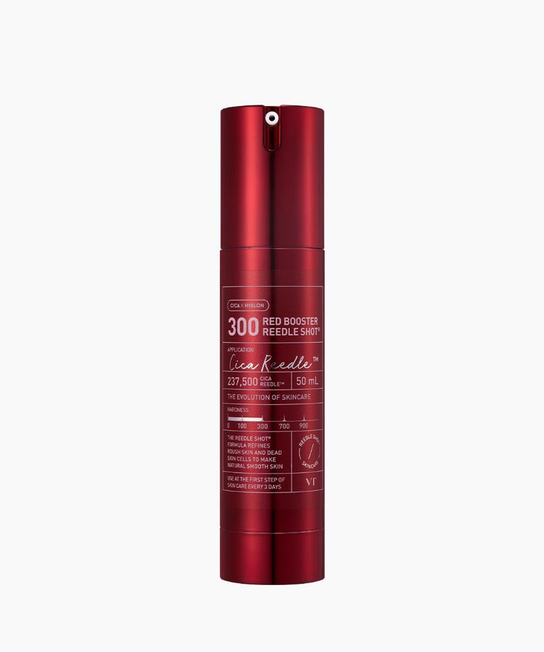 VT COSMETICS Red Booster Reedle ShotÂ® skincare bottle on white background