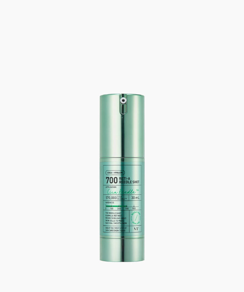 VT COSMETICS Reti-A Reedle ShotÂ® skincare product in green bottle