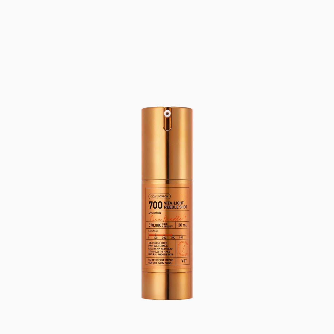 VT COSMETICS Vita-Light Reedle ShotÂ® skincare serum in elegant golden bottle