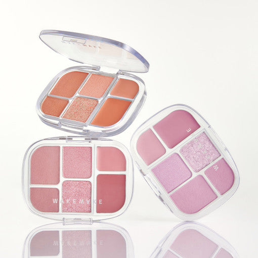 WAKEMAKE Soft Sheer Multi Palette featuring a variety of pinks and corals in open compact cases.