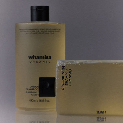 WHAMISA Organic Seeds Shampoo Oily Scalp 490ml bottle