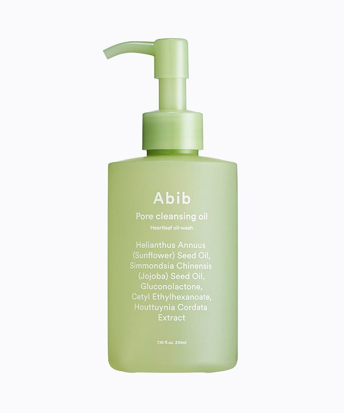 ABIB Pore Cleansing Oil Heartleaf oil-wash 200ml in green bottle with pump dispenser